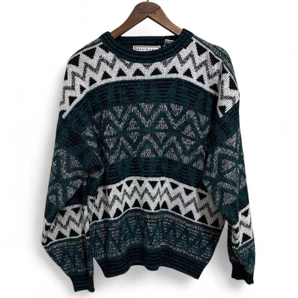 Vintage Michael Gerald Geometric Pattern Acrylic Crewneck Sweater XL